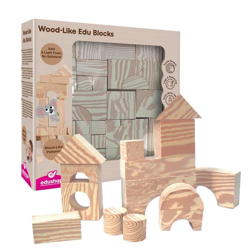 Edushape Wood Grain Foam Blocks, 80 Pieces 1290834